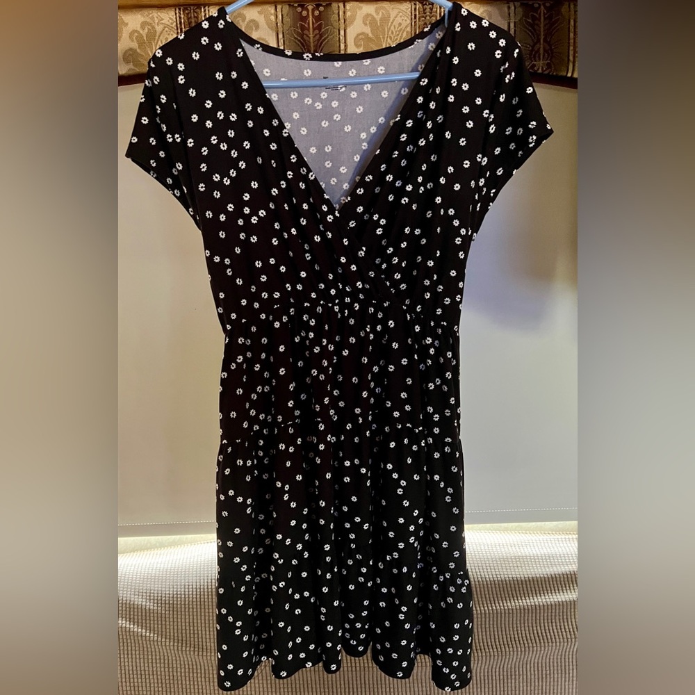 No Boundaries black Dress with White Floral Pattern